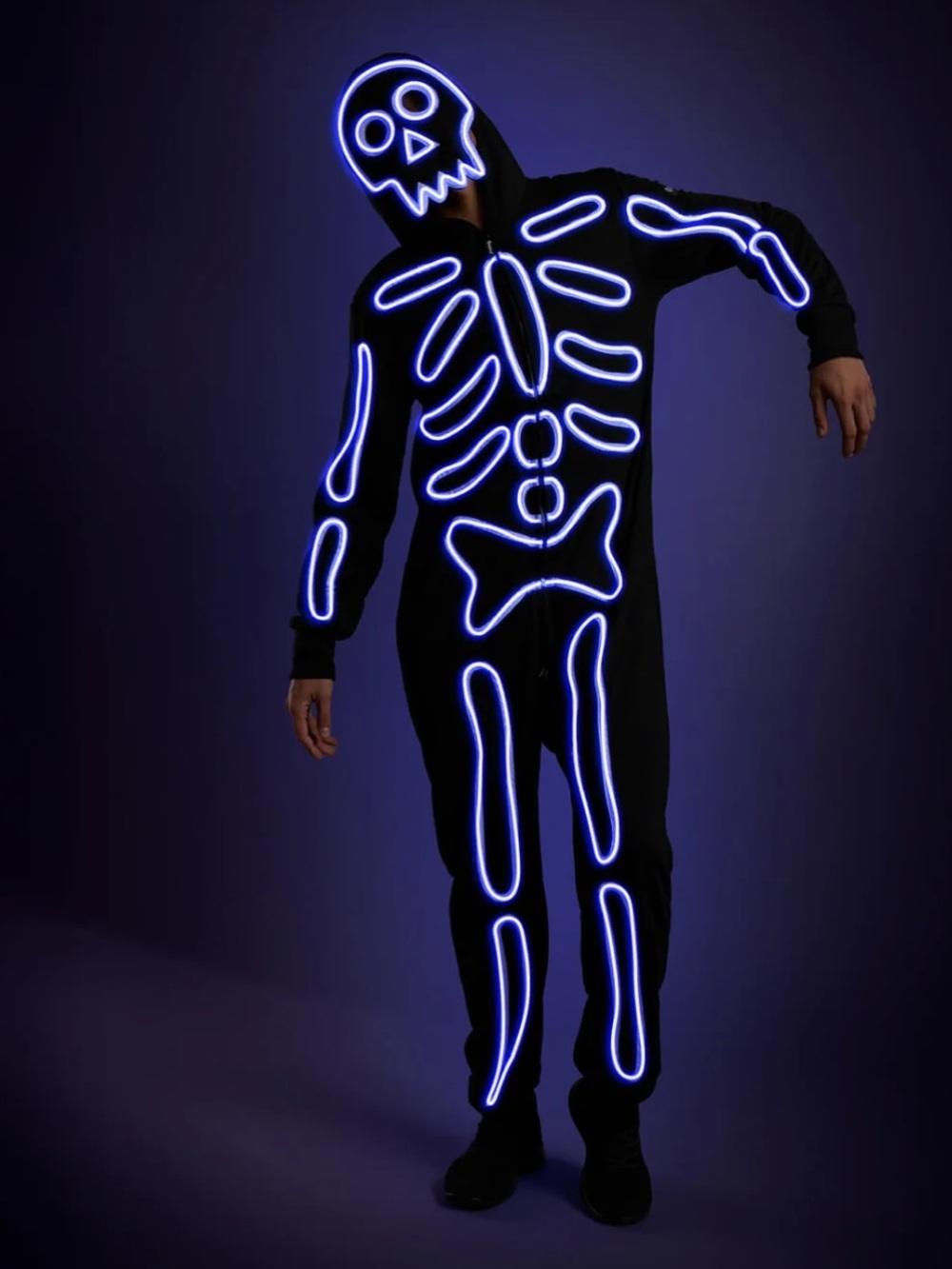 NWT Tipsy Elves Mens Neon LED Light Up Skeleton Costume Halloween Sz M